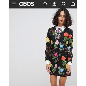 ASOS Reclaimed Vintage Shift Dress W/ Neck Tie